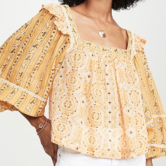 Free People Mostly Meadow Printed Blouse Sz L NWT - Picture 3 of 10